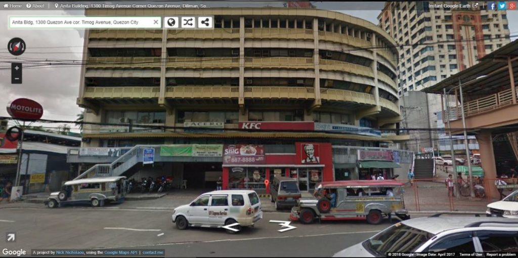 Google Earth screenshot of Asialink Quezon Avenue branch